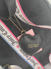 Load image into Gallery viewer, Juicy Couture Big Spender Backpack Medium Black Velour Silver Beading Heart Charm