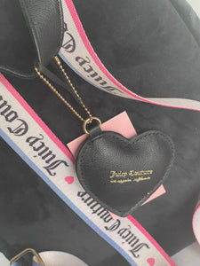 Juicy Couture Big Spender Backpack Medium Black Velour Silver Beading Heart Charm