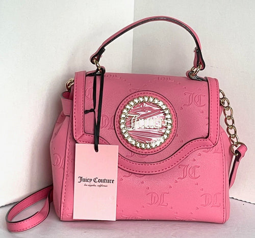 Juicy Couture Crossbody Stay in Circle Pink Satchel Vegan Leather Top Handle