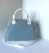 Load image into Gallery viewer, Juicy_Couture_Denim_Heritage_Satchel_White_Crossbody_Vegan_Leather_Blue_C