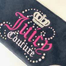 Load image into Gallery viewer, Juicy Couture Dreamy Long Wallet Licorice Crown Velour Crystals Large Black Slim