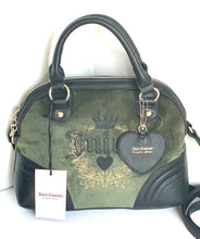 Load image into Gallery viewer, Juicy Couture Heritage Satchel Crossbody Womens Green Velour Bowler Dome Bag