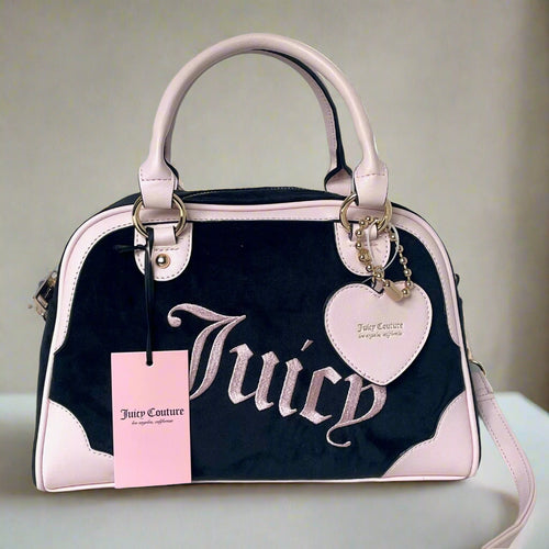Juicy Couture Urban Heritage Bowler Bag Black Liquorice & Petal Pink Crossbody