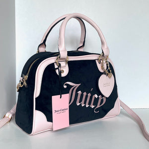 Juicy Couture Urban Heritage Bowler Bag Black Liquorice & Petal Pink Crossbody