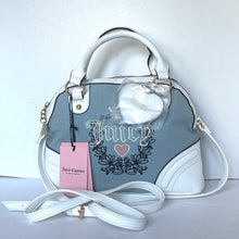 Load image into Gallery viewer, Juicy_Couture_Denim_Heritage_Satchel_White_Crossbody_Vegan_Leather_Blue_C