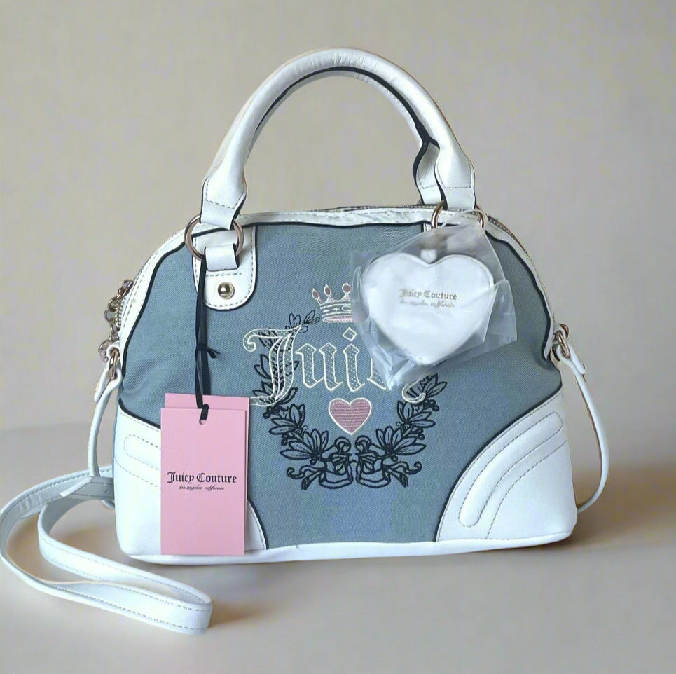 【特別セール品】 Denim Couture Juicy Heritage Vegan Crossbody White Satchel バッグ