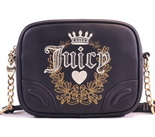 Load image into Gallery viewer, Juicy Couture Heritage Crossbody Small Black Camera Bag Top Zip Faux Leather
