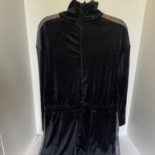 Load image into Gallery viewer, Juicy Couture Jumpsuit Velour Womens Black Mock Neck Velour Ombre Bling Stripe