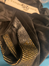 Load image into Gallery viewer, Juicy Couture Black Velour Jumpsuit Beaded Mock Neck Ombre Stripe Y2K XS