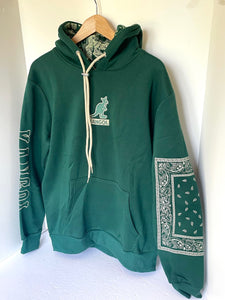 Kangol Hoodie Sweatshirt Mens Large Boxed Out Paisley Hoodie Forest Green