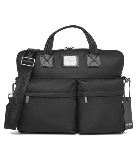 Karl Lagerfeld Computer Bag Mens Large Black Laptop Nylon Messenger Briefcase