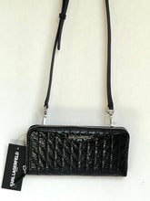 Load image into Gallery viewer, Karl Lagerfeld Crossbody Wallet Black Quilted Patent Zip Around Shoulder Bag