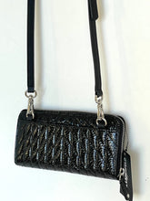 Load image into Gallery viewer, Karl Lagerfeld Crossbody Wallet Black Quilted Patent Zip Around Shoulder Bag