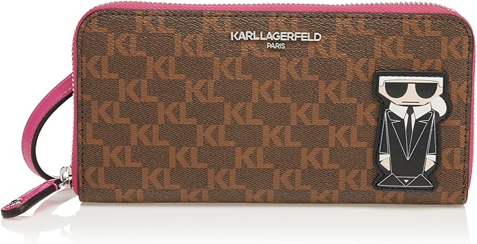 Karl Lagerfeld Crossbody Wallet Brown Ikon Logo Zip Around Shoulder Bag Pink