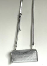 Load image into Gallery viewer, Karl Lagerfeld Crossbody Wallet Silver Eiffel Tower Embossed Paris Shoulder Bag