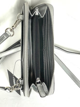Load image into Gallery viewer, Karl Lagerfeld Crossbody Wallet Silver Eiffel Tower Embossed Paris Shoulder Bag
