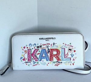 Karl Lagerfeld Crossbody Wallet White Graphic Doodle Logo Shoulder Bag