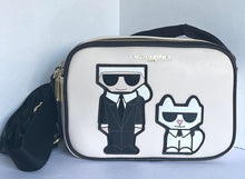 Load image into Gallery viewer, Karl Lagerfeld Crossbody Womens Beige Maybelle Double Zip Choupette Camera Bag