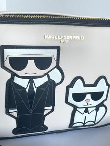 Karl Lagerfeld Crossbody Womens Beige Maybelle Double Zip Choupette Camera Bag