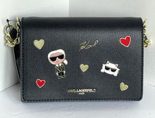 Load image into Gallery viewer, Karl Lagerfeld Crossbody Womens Black Clutch Ikons Cat Choupette Vegan Leather