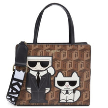 Load image into Gallery viewer, Karl Lagerfeld Crossbody Womens Brown Maybelle Satchel Choupette Mini Tote