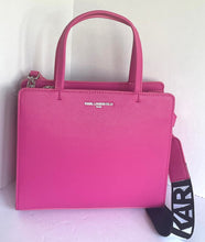 Load image into Gallery viewer, Karl Lagerfeld Maybelle Satchel Crossbody Pink Small Tote Guitar Strap 