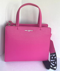 Karl Lagerfeld Maybelle Satchel Crossbody Pink Small Tote Guitar Strap 