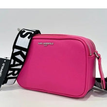Load image into Gallery viewer, Karl Lagerfeld Maybelle Camera Bag Crossbody Pink  Double Zip Vegan Leather