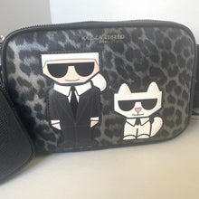 Load image into Gallery viewer, Leopard print Karl Lagerfeld wallet with cartoon character design on a white surface