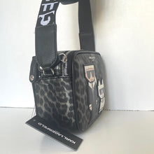 Load image into Gallery viewer, Leopard print handbag with a Karl Lagerfeld logo on a white background