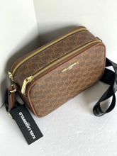 Load image into Gallery viewer, Karl Lagerfeld Maybelle Crossbody Womens Brown Logo Camera Bag Double Zip