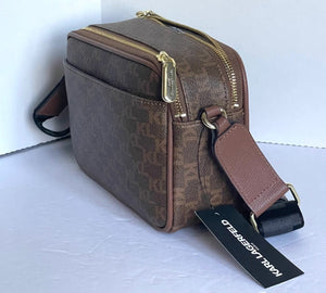 Karl Lagerfeld Maybelle Crossbody Womens Brown Logo Camera Bag Double Zip