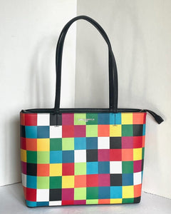 Karl Lagerfeld Maybelle Medium Tote Checkerboard Shoulder Bag Multicolor