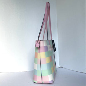 KarlLagerfeldMaybelleMediumTotePinkBlushCheckerShoulderBagCatZipTop