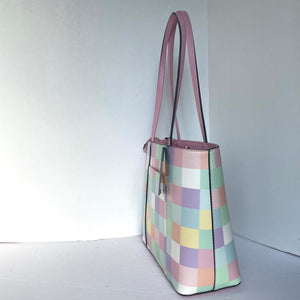 KarlLagerfeldMaybelleMediumTotePinkBlushCheckerShoulderBagCatZipTop