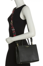 Load image into Gallery viewer, Karl Lagerfeld Maybelle Satchel Crossbody Black Small Tote Rainbow Guitar Strap