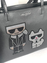 Load image into Gallery viewer, Karl Lagerfeld Maybelle Tote Black Crystal Glitter Medium Shoulder Bag Vegan
