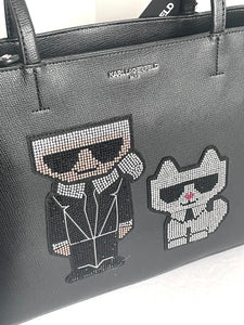 Karl Lagerfeld Maybelle Tote Black Crystal Glitter Medium Shoulder Bag Vegan