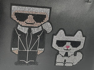 Karl Lagerfeld Maybelle Tote Black Crystal Glitter Medium Shoulder Bag Vegan