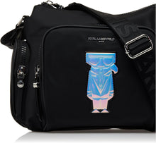 Load image into Gallery viewer, Karl Lagerfeld Naomi Crossbody Large Black Nylon Travel Messenger Shoulder Bag