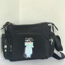 Load image into Gallery viewer, Karl Lagerfeld Naomi Messenger Crossbody Large Black Nylon Travel Shoulder Bag