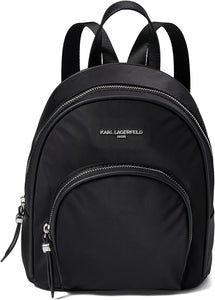Karl Lagerfeld Women's Cara Small Nylon Black Mini Backpack Front Zip Pouch