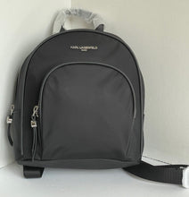 Load image into Gallery viewer, Karl Lagerfeld Women&#39;s Cara Small Nylon Black Mini Backpack Front Zip Pouch