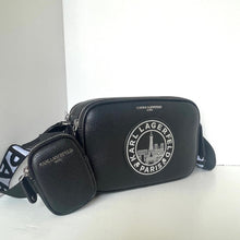 Load image into Gallery viewer, Karl Lagerfeld Paris Maybelle Camera Crossbody Bag Black Eiffel Coin Case