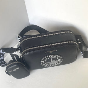 Karl Lagerfeld Paris Maybelle Camera Crossbody Bag Black Eiffel Coin Case
