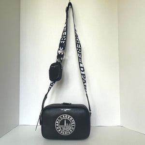Karl Lagerfeld Paris Maybelle Camera Crossbody Bag Black Eiffel Coin Case