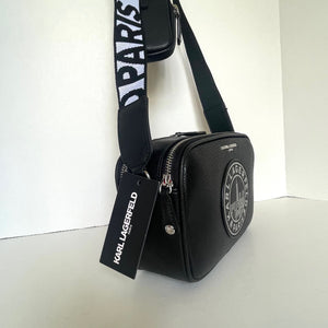 Karl Lagerfeld Paris Maybelle Camera Crossbody Bag Black Eiffel Coin Case