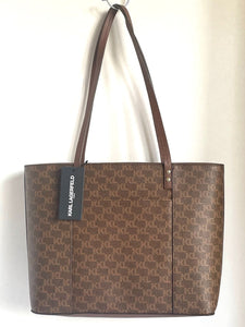Karl Lagerfeld Paris Maybelle Tote Womens Brown Medium Shoulder Bag Vegan Leather