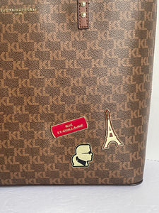 Karl Lagerfeld Paris Maybelle Tote Womens Brown Medium Shoulder Bag Vegan Leather