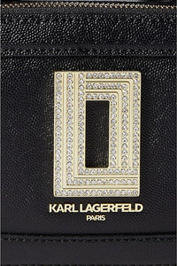 Karl Lagerfeld Simone Crossbody Black Faux Fur Top Handle Convertible Satchel
